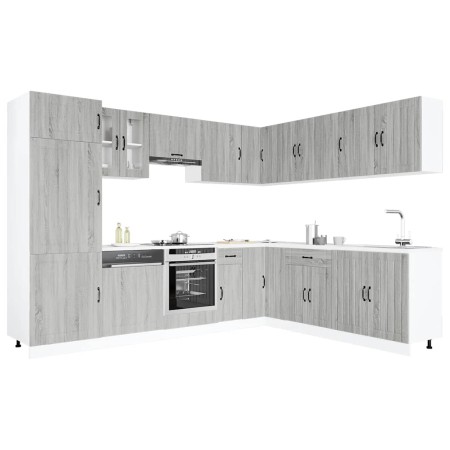 Mueble cocina Lucca sonoma gris 14 pzas madera contrachapada en Armarios de cocina | Comprar online en Foru.es