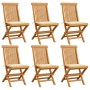 Sillas de jardín 6 uds con cojines crema madera de teca de vidaXL, Sillas de jardín - Ref: Foro24-3065592, Precio: 377,58 €, ...