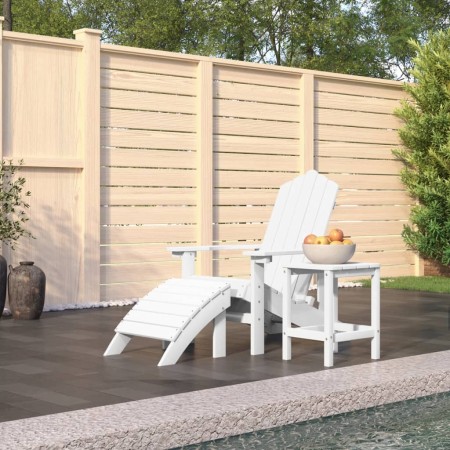 Silla de jardín Adirondack con reposapiés y mesa HDPE blanco en Sillas de jardín | Comprar online en Foru.es