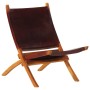 Silla de relax plegable cuero auténtico marrón oscuro en Taburetes y sillas plegables | Comprar online en Foru.es