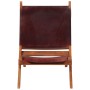 Silla de relax plegable cuero auténtico marrón oscuro en Taburetes y sillas plegables | Comprar online en Foru.es