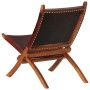 Silla de relax plegable cuero auténtico marrón oscuro en Taburetes y sillas plegables | Comprar online en Foru.es