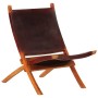 Silla de relax plegable cuero auténtico marrón oscuro en Taburetes y sillas plegables | Comprar online en Foru.es
