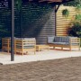 Juego de muebles de jardín 7 pzas y cojines madera de pino gris en Conjuntos de jardín | Comprar online en Foru.es