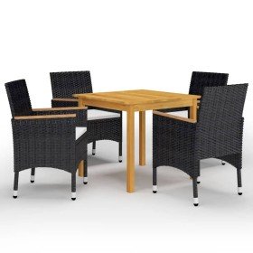 Juego de comedor de jardín 5 piezas con cojines negro en Conjuntos de jardín | Comprar online en Foru.es