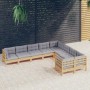 Juego de muebles de jardín 9 pzas y cojines madera de pino en Conjuntos de jardín | Comprar online en Foru.es