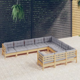 Juego de muebles de jardín 10 pzas y cojines madera de pino en Conjuntos de jardín | Comprar online en Foru.es