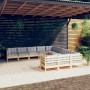 Muebles de jardín 11 pzas y cojines madera de pino gris en Conjuntos de jardín | Comprar online en Foru.es