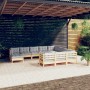 Muebles de jardín 11 pzas y cojines madera de pino gris en Conjuntos de jardín | Comprar online en Foru.es