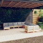 Muebles de jardín 11 pzas y cojines madera de pino gris en Conjuntos de jardín | Comprar online en Foru.es
