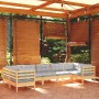 Juego de muebles de jardín 7 pzas y cojines madera de pino gris en Conjuntos de jardín | Comprar online en Foru.es