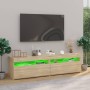 Muebles de TV con luces LED 2 unidades roble Sonoma 75x35x40 cm de vidaXL, Muebles TV - Ref: Foro24-804398, Precio: 79,10 €, ...