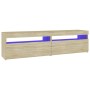 Muebles de TV con luces LED 2 unidades roble Sonoma 75x35x40 cm de vidaXL, Muebles TV - Ref: Foro24-804398, Precio: 79,10 €, ...