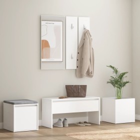 Juego de muebles de recibidor madera contrachapada blanco en Bancos para recibidores y almacenamiento | Comprar online en Foru.e