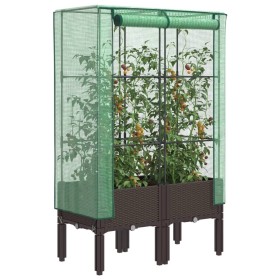 Arriate con cubierta invernadero aspecto ratán 80x40x140 cm en Macetas y jardineras | Comprar online en Foru.es
