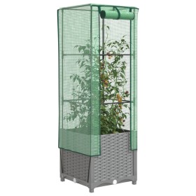 Arriate con cubierta invernadero aspecto ratán 40x40x139 cm en Macetas y jardineras | Comprar online en Foru.es