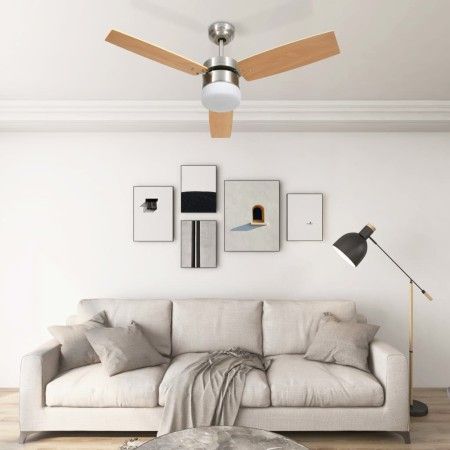Ventilador de techo con luz con mando marrón claro 108 cm de vidaXL, Ventiladores de techo - Ref: Foro24-51490, Precio: 152,9...