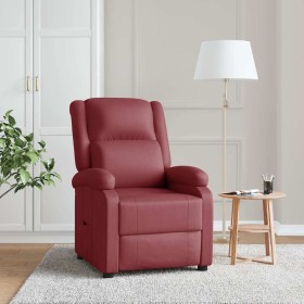 Sillón reclinable de cuero sintético rojo tinto en Sillones | Comprar online en Foru.es