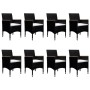 Set de comedor de jardín 9 pzas ratán PE vidrio templado negro en Conjuntos de jardín | Comprar online en Foru.es