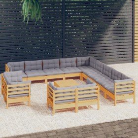 Juego de muebles de jardín 14 pzas y cojines madera maciza pino en Conjuntos de jardín | Comprar online en Foru.es