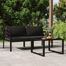 Set muebles de jardín 3 pzas y cojines aluminio gris antracita en Conjuntos de jardín | Comprar online en Foru.es