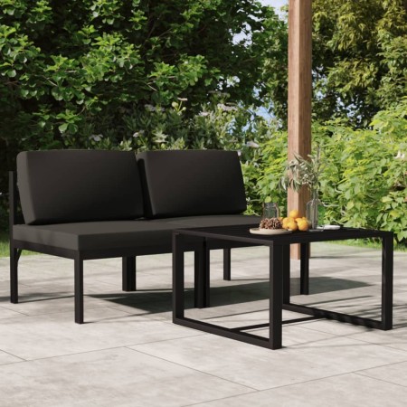 Set muebles de jardín 3 pzas y cojines aluminio gris antracita en Conjuntos de jardín | Comprar online en Foru.es