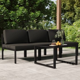 Set muebles de jardín 4 pzas y cojines aluminio gris antracita en Conjuntos de jardín | Comprar online en Foru.es