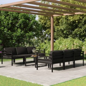 Set muebles de jardín 7 pzas y cojines aluminio gris antracita en Conjuntos de jardín | Comprar online en Foru.es