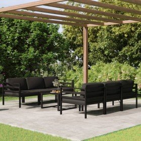Set muebles de jardín 7 pzas y cojines aluminio gris antracita en Conjuntos de jardín | Comprar online en Foru.es