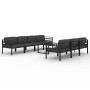 Set muebles de jardín 8 pzas y cojines aluminio gris antracita en Conjuntos de jardín | Comprar online en Foru.es