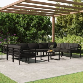 Set muebles de jardín 10 pzas y cojines aluminio gris antracita en Conjuntos de jardín | Comprar online en Foru.es