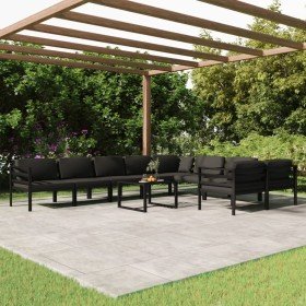 Set muebles de jardín 10 pzas y cojines aluminio gris antracita en Conjuntos de jardín | Comprar online en Foru.es
