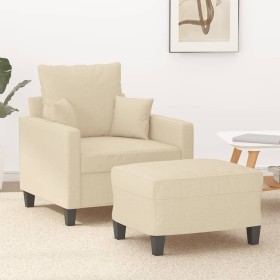 Sillón con taburete tela crema 60 cm en Sofás | Comprar online en Foru.es