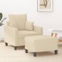Sillón con taburete tela crema 60 cm en Sofás | Comprar online en Foru.es