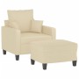 Sillón con taburete tela crema 60 cm en Sofás | Comprar online en Foru.es