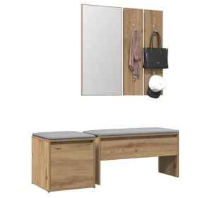Set de muebles recibidor madera contrachapada roble artesanal en Bancos para recibidores y almacenamiento | Comprar online en Fo