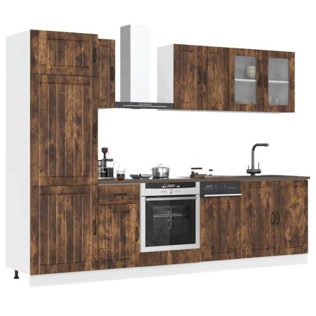 Conjunto de armarios de cocina "Lucca" de 8 piezas de madera de ingeniería de roble ahumado en Armarios de cocina | Comprar onli