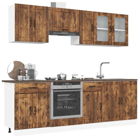 Conjunto de armarios de cocina "Lucca" de 8 piezas de madera de ingeniería de roble ahumado en Armarios de cocina | Comprar onli