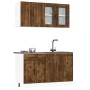 Conjunto de armarios de cocina de 4 piezas "Lucca" de madera de ingeniería de roble ahumado en Armarios de cocina | Comprar onli