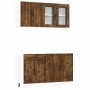 Conjunto de armarios de cocina de 4 piezas "Lucca" de madera de ingeniería de roble ahumado en Armarios de cocina | Comprar onli