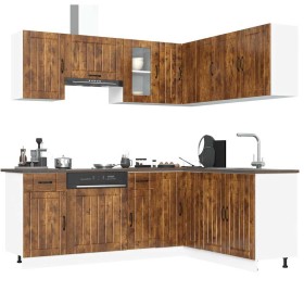 Mueble cocina Lucca roble ahumado 11 pzas madera contrachapada en Armarios de cocina | Comprar online en Foru.es