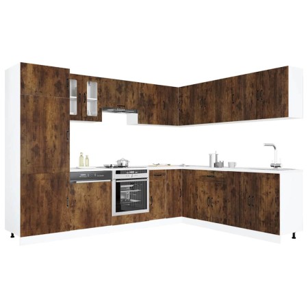 Mueble cocina Lucca roble ahumado 14 pzas madera contrachapada en Armarios de cocina | Comprar online en Foru.es