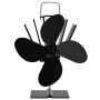 Ventilador de estufa accionado por calor 4 aspas negro de vidaXL, Ventiladores para chimeneas de leña - Ref: Foro24-51241, Pr...