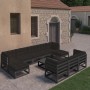 Set de muebles de jardín 10 pzas con cojines madera pino negro en Conjuntos de jardín | Comprar online en Foru.es