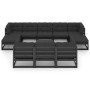 Set de muebles de jardín 10 pzas con cojines madera pino negro en Conjuntos de jardín | Comprar online en Foru.es