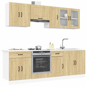Mueble cocina Kalmar roble sonoma 8 pzas madera contrachapada en Armarios de cocina | Comprar online en Foru.es