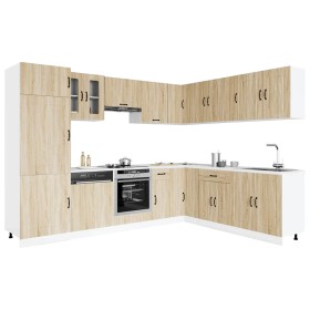 Mueble cocina Kalmar roble sonoma 14 pzas madera contrachapada en Armarios de cocina | Comprar online en Foru.es