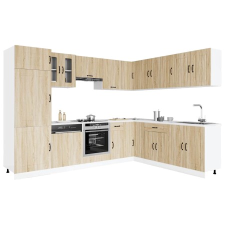 Mueble cocina Kalmar roble sonoma 14 pzas madera contrachapada en Armarios de cocina | Comprar online en Foru.es
