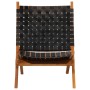 Silla de relax plegable cuero auténtico negro en Taburetes y sillas plegables | Comprar online en Foru.es