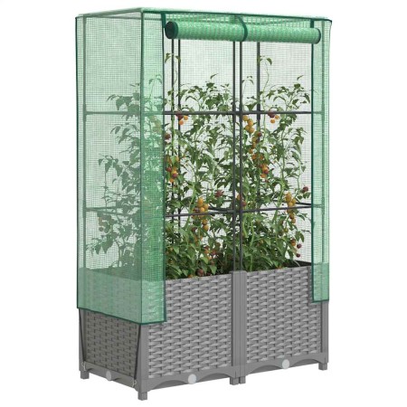 Arriate con cubierta invernadero aspecto ratán 80x40x138 cm en Macetas y jardineras | Comprar online en Foru.es